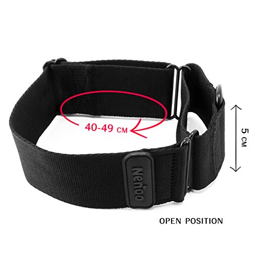 Nenoo Collar Martingale para Perros Que Escapan. Todo Negro 30-49 cm (M)