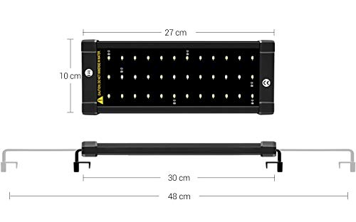 NICREW ClassicLED Luz LED Acuario, Pantalla LED Acuario, Iluminación LED para Acuarios Plantados Lámpara LED para Peceras 30-48 cm, 6W, 7000K