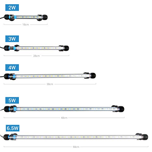 NICREW Luz Blanca LED Sumergible para Acuarios, Barra de luz Subacuatica 6.5W 58cm Lampara Sumergible Acuario LED, Tubos de Luz Impermeable