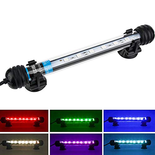 NICREW RGB Luz Acuario, 18cm Luz LED Sumergible Acuario, Iluminacion Tubo Pecera, Lampara Leds Multiespectrales Acuario