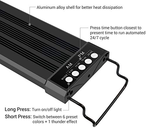 NICREW RGB Luz LED Acuario, 24/7 Lámpara de la Planta de Acuario con Control Remoto, Acuario Completamente Automatizado luz LED, 33-46 cm, 11W