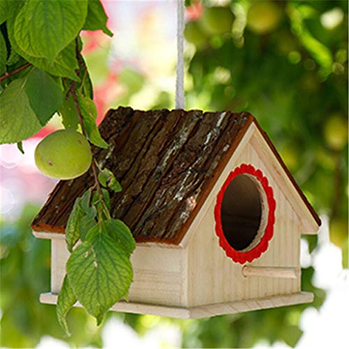 Nidos de pájaros de Madera Maciza, pequeña casa Nido de pájaros Tordo Loro Mascota Jaula de pájaros Colgando Crianza Caja