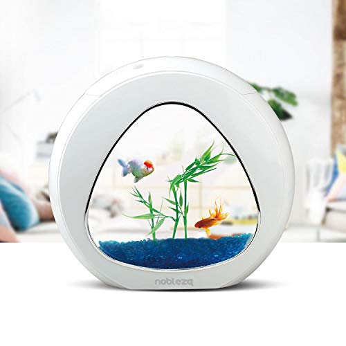 Nobleza - Acuario pecera de diseño Moderno con Ventana de Cristal y luz LED, Color Blanco. Capacidad de 4L