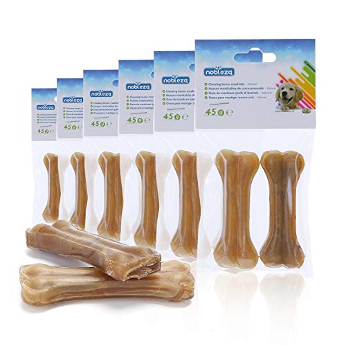 Nobleza - Hueso Prensado para Perros Fortalecedor de Dientes Stick Dental Dog Snack, Hueso de Nudillos de Cuero Crudo, Hueso para morder, 7.6cm,12pcs