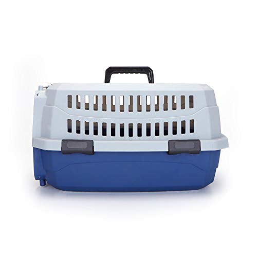 Nobleza - Transportín para Gatos Perros, Transportín de plástico L 68x48x42CM, transportador de Mascotas para Perros/Gatos/Avión Azul & Gris