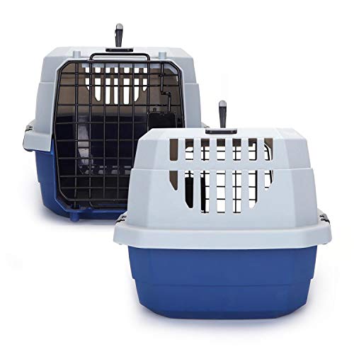 Nobleza - Transportín para Gatos Perros, Transportín de plástico L 68x48x42CM, transportador de Mascotas para Perros/Gatos/Avión Azul & Gris