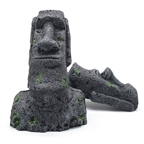 omem reptil terrario tanque acuario Decoración Isla de Pascua Moai Monolito Escultura resina Made