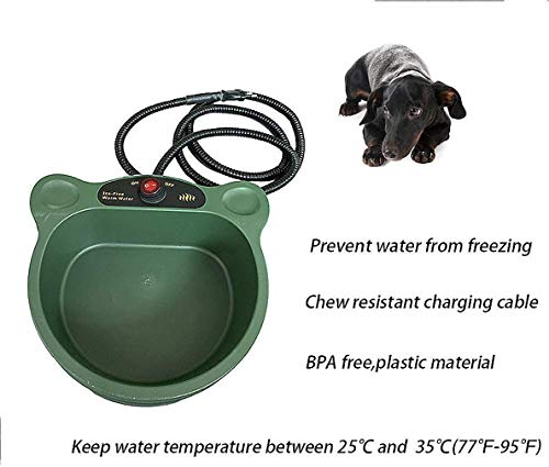 Outdoorheated Tazón para el perro, Calefacción Gatos Perros Triturador 2.2L de gran volumen inteligente de la temperatura constante del medio ambiente para la Alimentación y la calefacción por agua