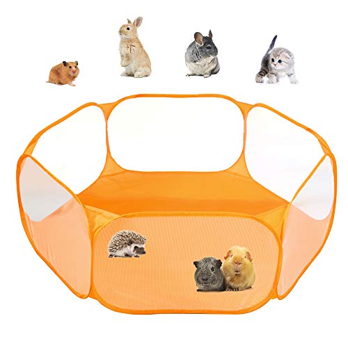 Parque de juegos Amakunft transpirable y transparente para mascotas pequeñas con abertura automática. Apto para exterior e interior y portátil. Ideal para conejos, hámsteres, chinchillas, erizos...