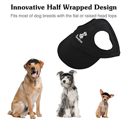 Pawaboo Gorra Padre-Niño para Perros, Gorrito de Béisbol para Animal Sombreros Protección de Sol para los Oídos y Correa de Barbilla Ajustable para Familia de Mascotas, Tomaño L - Negro