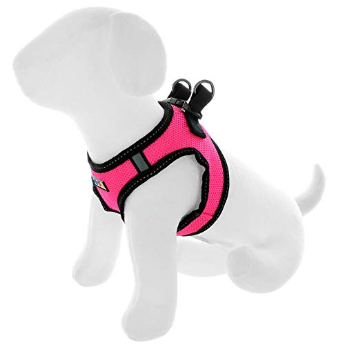 Pawtitas Arnes de Tela Antitirones Perro y Cachorros, Chaleco Acolchado para Mayor Comodidad, diseño Resistente, Ajustable y Transpirable Mediano Rosa