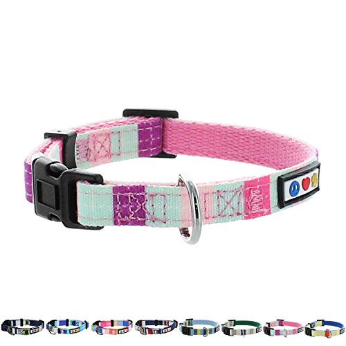 Pawtitas Collar de Perro Multicolor Collar de Cachorro Collar de Mascota Collar de Entrenamiento Extra pequeño Collar de Perro Turquesa/Rosa/Morado Collar de Perro