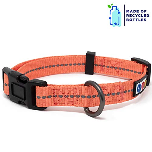 Pawtitas Collar de Perro Reciclado con Costura Reflectante | Collares para Perros y Cachorro Hecho de Botellas de plástico recogidas en Océanos - Collar Perro Extra Pequeño Coral del Mar