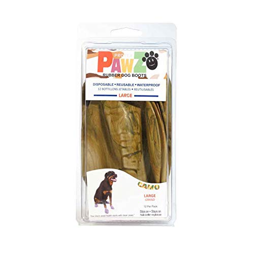 Pawz Botas de Perro PZCML hasta 10,16 cm Camuflaje Resistente al Agua Perro Bota, tamaño Grande