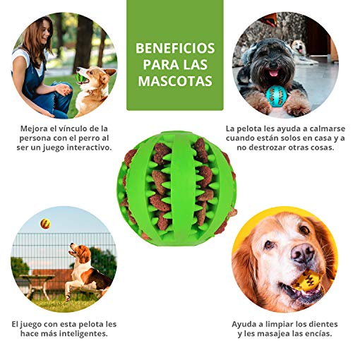 Pelota dental para perros y gatos 3 Uds, resistente, no tóxica. Juego de bolas interactivas dispensadoras de comida. Juguete de goma dura para masticar, limpiar los dientes, jugar, entrenar, adiestrar