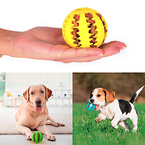 Pelota dental para perros y gatos 3 Uds, resistente, no tóxica. Juego de bolas interactivas dispensadoras de comida. Juguete de goma dura para masticar, limpiar los dientes, jugar, entrenar, adiestrar