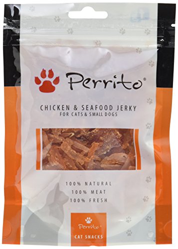 Perrito Perros Fuga erli Chicken undseafood señuelos Cats, pequeñas Aves Carne rayas meeresfrüch té X trakt, 100 g