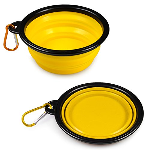 Perros de napf 300 ml de silicona, 2 unidades, telescópico napf comida para perros, forro de comida, agua de mascotas requisitos comida para gatos y perros, color: amarillo, marca youzings