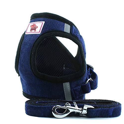 PET SPPTIES Tela de Malla Chaleco para Perros Arnés Suave Ajustable cómodo para Cachorros, Perros Pequeños y Gatos PS042 (M, Dark Blue)