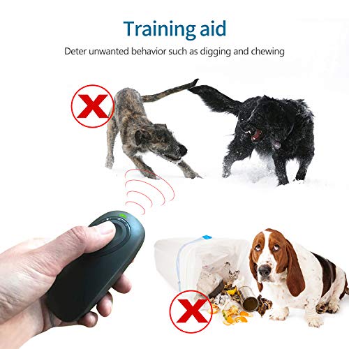 PETCUTE Dispositivo antiladridos ultrasónico Control de ladridos Entrenamiento del Comportamiento del Perro para Interior Exterior Seguro e indoloro Rango de 5M