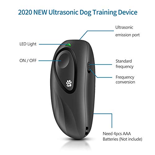 PETCUTE Dispositivo antiladridos ultrasónico Control de ladridos Entrenamiento del Comportamiento del Perro para Interior Exterior Seguro e indoloro Rango de 5M