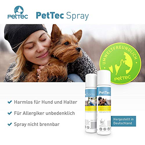 PetTec Collar de Perro con Spray Automático Entrenador Anti Ladridos, de Entrenamiento Inmediato e Inofensivo, Seguro para Perros y Personas + 2 Latas de Repuesto y Pilas Incluidas (Citronela)