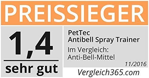 PetTec Collar de Perro con Spray Automático Entrenador Anti Ladridos, de Entrenamiento Inmediato e Inofensivo, Seguro para Perros y Personas + 2 Latas de Repuesto y Pilas Incluidas (Citronela)