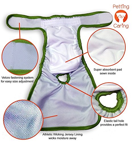 PETTING IS CARING Pañales Lavables para Perros Paquete de 3 Unidades - Pañales para Perras Materiales de la Mejor Calidad MÁQUINA Durable Lavable Solución para INCONTINENCIA M