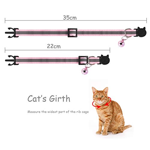 Petyoung 12 Pack Collares Reflectantes para Gatos Hebilla de liberación rápida de Seguridad con Campana- Gato de Mascotas Gatito Ajustable 19-32cm