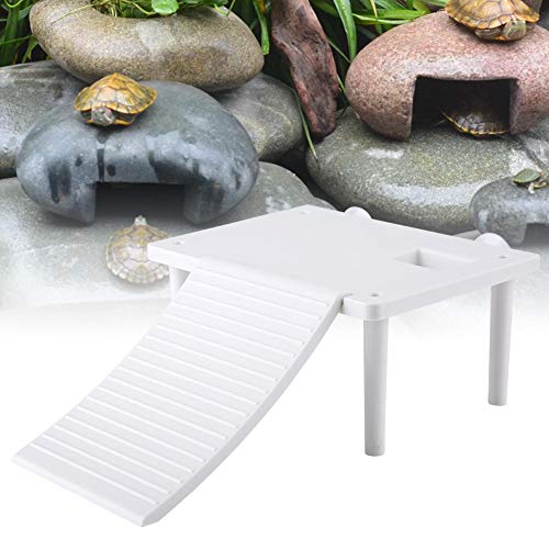 Plataforma Flotante de Reptiles, Plataforma Flotante de Tortuga con rampa Ventosa Tanque de Acuario Adorno con Escalera de Escalada Reptiles Isla Plataforma de Secado para Mascotas pequeñas