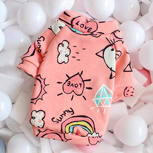 PONNMQ Dulce Ropa para Perros para Perros pequeños Shih Tzu Yorkshire Hoodies Sudadera Soft Puppy Dog Cat Costume Clothing, Pink Rainbow, L-16