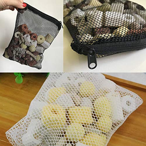 POPETPOP 20 Piezas Bolsas de Filtro de Acuario, Nylon Bolsa de Filtro de Malla con Cremallera, Bolsa de Red de Filtro de Tanque de Pescado de Reutilizable (Blanco y Negro)