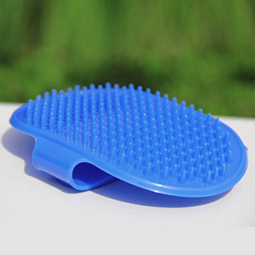 POPETPOP 2pcs Perro Gato Peine baño de Goma Cepillo de Palma Cepillo de Aseo Ajustable Cepillo de Pelo Peine masajeador (Azul)