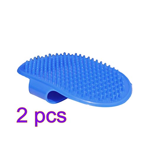 POPETPOP 2pcs Perro Gato Peine baño de Goma Cepillo de Palma Cepillo de Aseo Ajustable Cepillo de Pelo Peine masajeador (Azul)