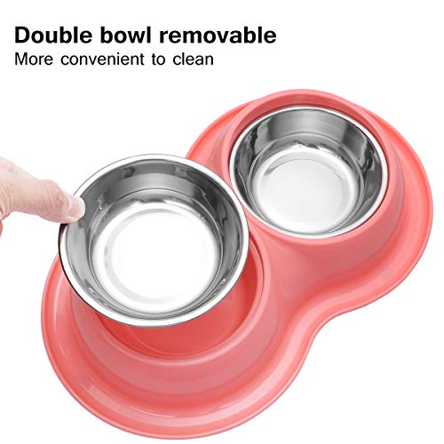 POPETPOP Comedero Doble Anti-Hormiga de Acero Inoxidable para Recipiente Alimentos y Agua de Mascotas Perros y Gatos (Color Aleatorio)