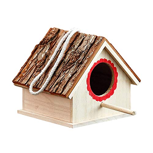 Productos para Mascotas Jaulas para Pájaros Nidos de pájaros de Madera Maciza, pequeña casa Nido de pájaros Tordo Loro Mascota Jaula de pájaros Colgando Crianza Caja Jaulas para Pájaros