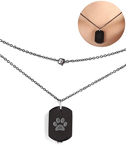 Pssopp Memorial urna Collar para Perro Gato Mascotas Cenizas Huella patrón Colgante Collar Perro Cenizas Recuerdo medallón para Mujeres niñas