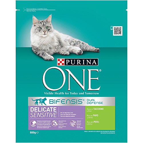 PURINA ONE Bifensis Pienso para Gatos con la Digestión Sensible Salmón y Cereales 8 x 800 g