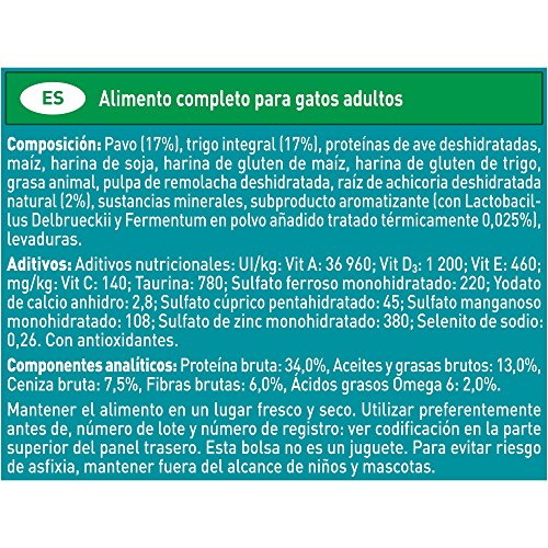 PURINA ONE Bifensis Pienso para Gatos de Interior Pavo y Cereales 6 x 1,5 Kg