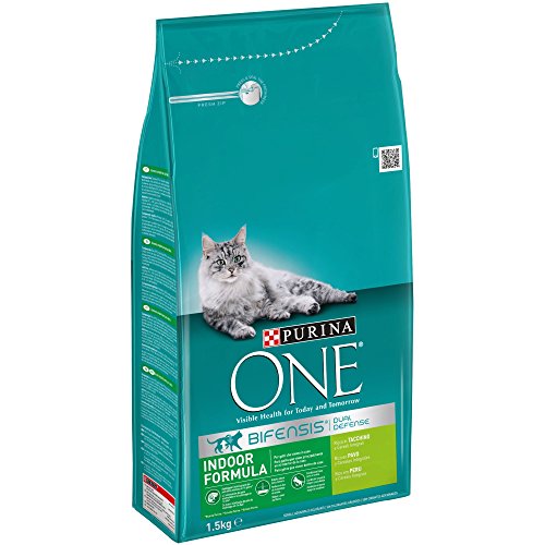 PURINA ONE Bifensis Pienso para Gatos de Interior Pavo y Cereales 6 x 1,5 Kg