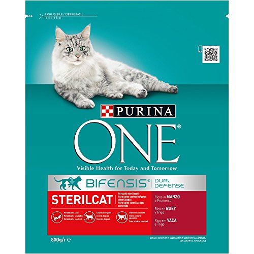 PURINA ONE Bifensis Pienso para Gatos Esterilizados Buey y Trigo 8 x 800 g