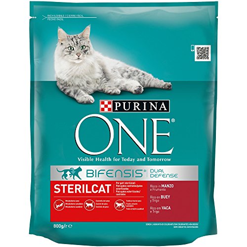 PURINA ONE Bifensis Pienso para Gatos Esterilizados Buey y Trigo 8 x 800 g