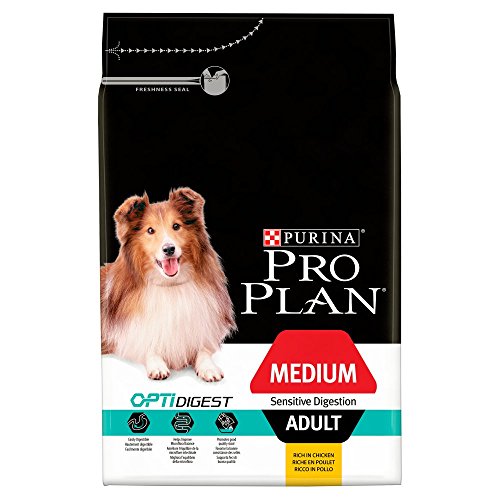 Purina Pro Plan Comida Seco para Perro Adulto Mediano con Digestión Sensible con Optidigest, Sabor Cordero - 3 Kg