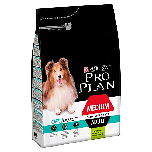 Purina Pro Plan Comida Seco para Perro Adulto Mediano con Digestión Sensible con Optidigest, Sabor Cordero - 3 Kg