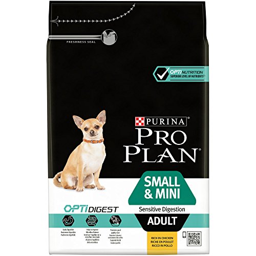 PURINA Pro Plan Comida Seco para Perro Adulto Pequeños y Mini con Optidigest, Sabor Pollo - 3 Kg