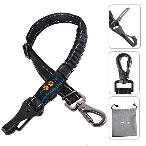 PYJR Cinturon Perro Coche, Cinturón Seguridad Perro Coche Nylon Ajustable, 3 En 1 Correas para Perros, MosquetóN Resistente Y con Cierre De Seguridad, para Mascotas, Perro.