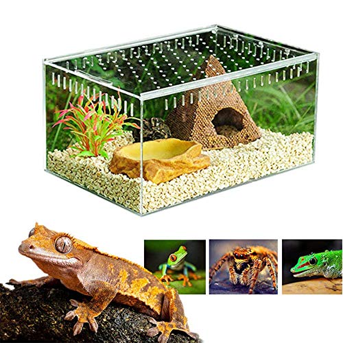 QLKJ Caja De CríA Caja De Cultivo De Reptiles AcríLicos Transparentes Spider, Tortuga, Rana Toro, Serpiente, Caja De AlimentacióN Completa De Insectos,S