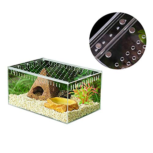 QLKJ Caja De CríA Caja De Cultivo De Reptiles AcríLicos Transparentes Spider, Tortuga, Rana Toro, Serpiente, Caja De AlimentacióN Completa De Insectos,S