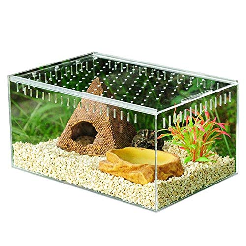 QLKJ Caja De CríA Caja De Cultivo De Reptiles AcríLicos Transparentes Spider, Tortuga, Rana Toro, Serpiente, Caja De AlimentacióN Completa De Insectos,S