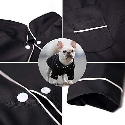 Quanju Cheer Pet Perro Cachorro Cachorro Peluche Bomei Corrida de toros Chaleco de Ropa Suave Cálido Transpirable Bolsillo Camisa Ropa XS Negro